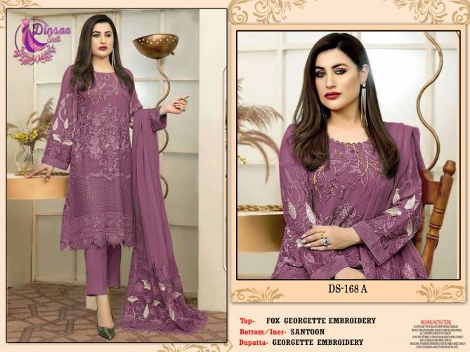 Dinsaa 168 Embroidery Pakistani Suits Catalog
